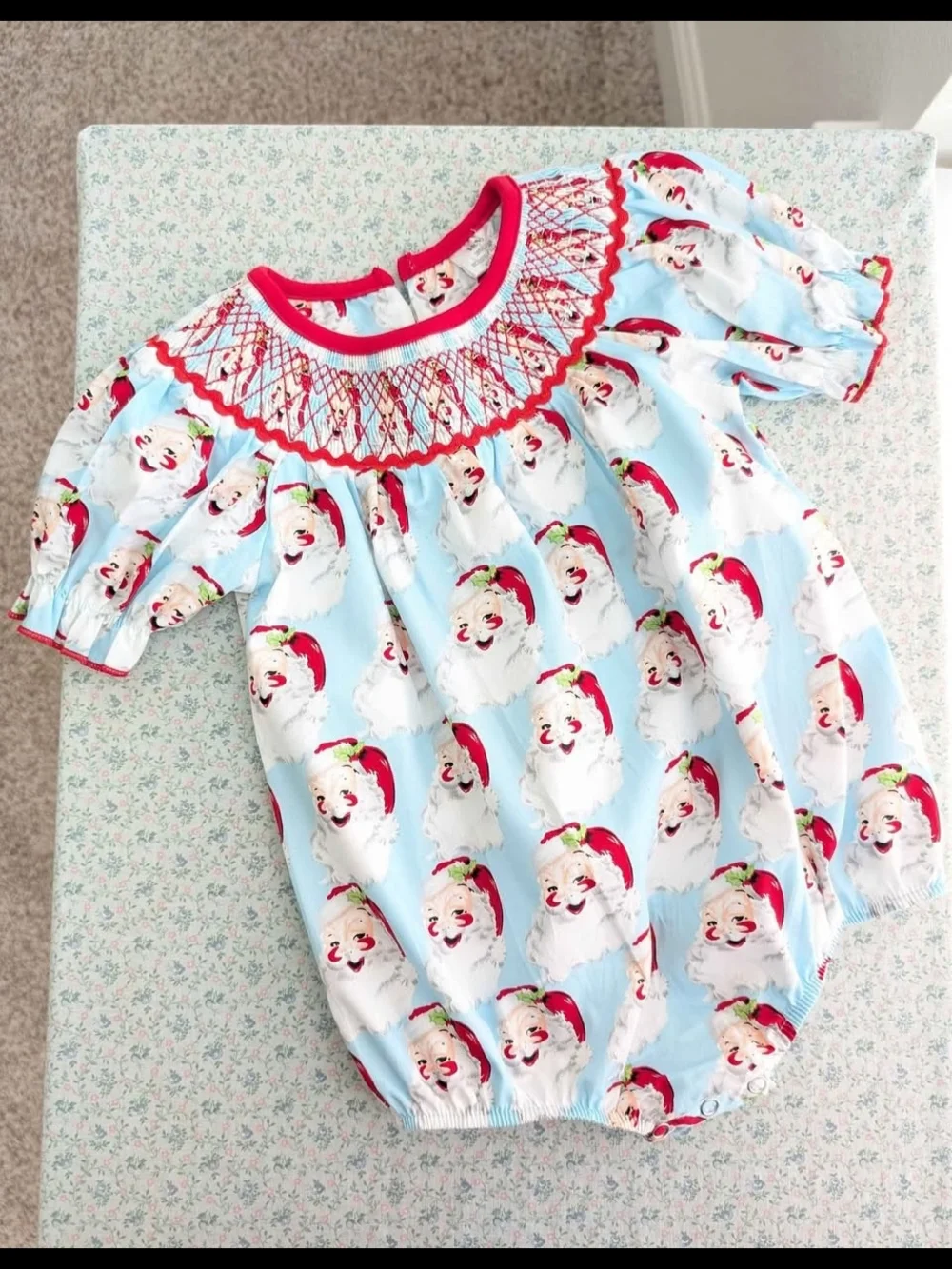 18 Mos Smocked Santa Christmas Bubble